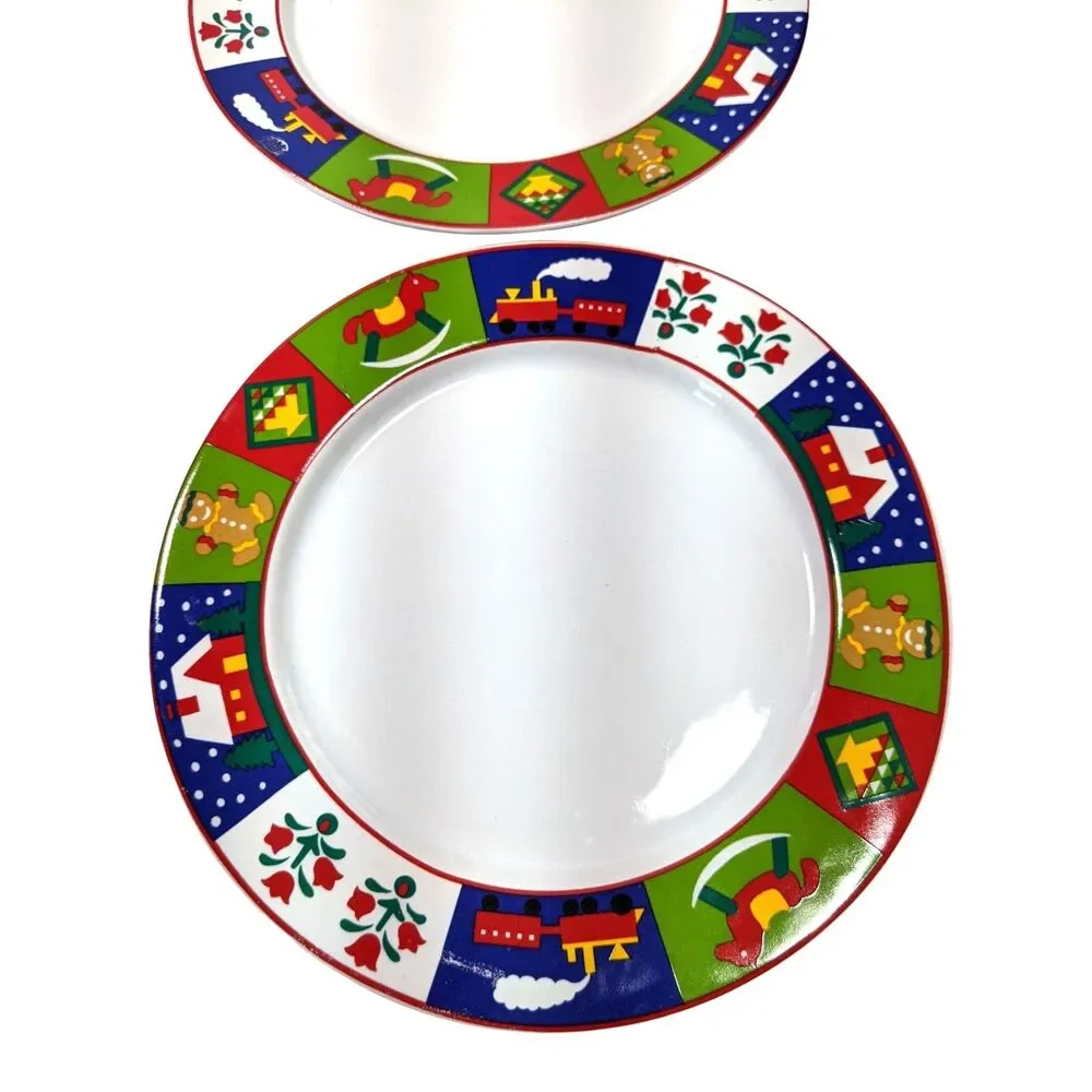 4 Vintage Marketplace Celebrate The Season Plates Christmas Grandmacore Y2K READ